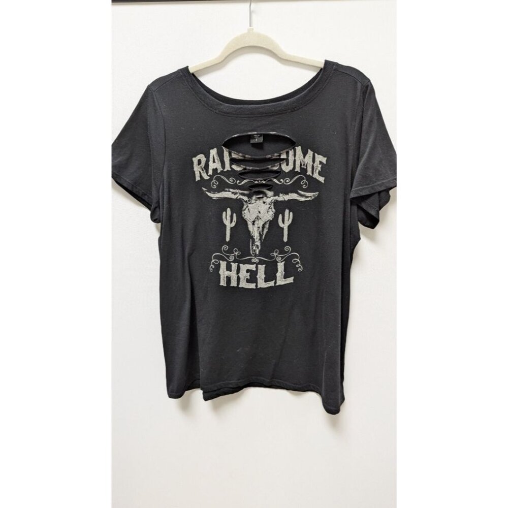 Torrid Black "Raise Some Hell" Distressed T-Shirt